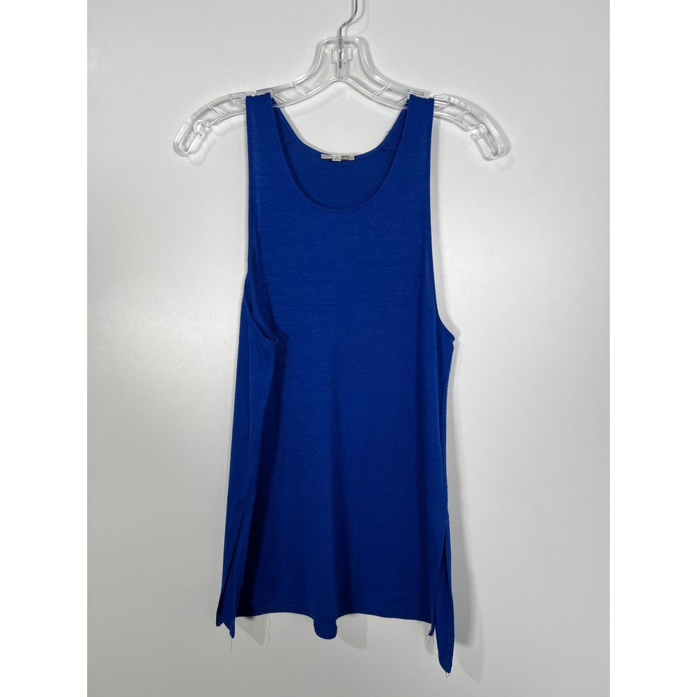 Wilfred Free Blue Bright Knit Tank Top Side Slit Minimalist Basic Sleeveless S
